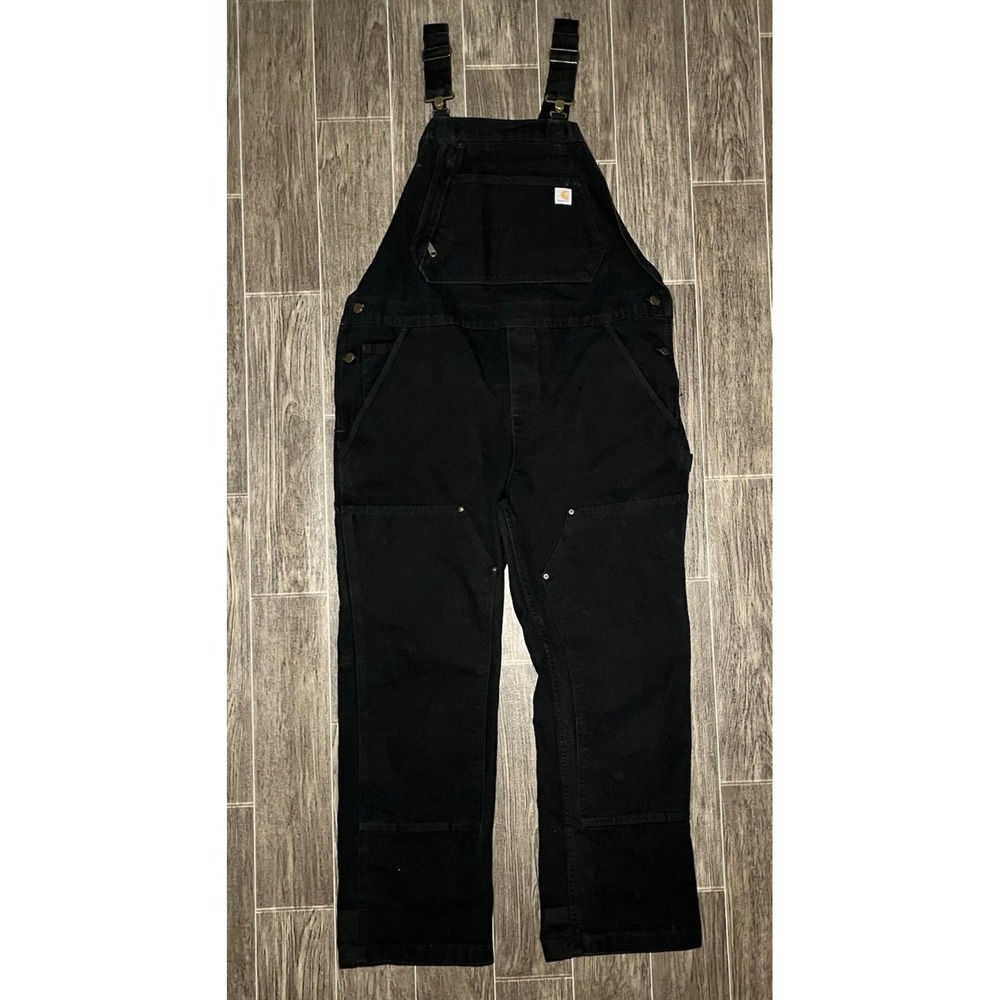 Carhartt Bib Overalls Womens XL Short Black Double Knee Workwear 102966-001